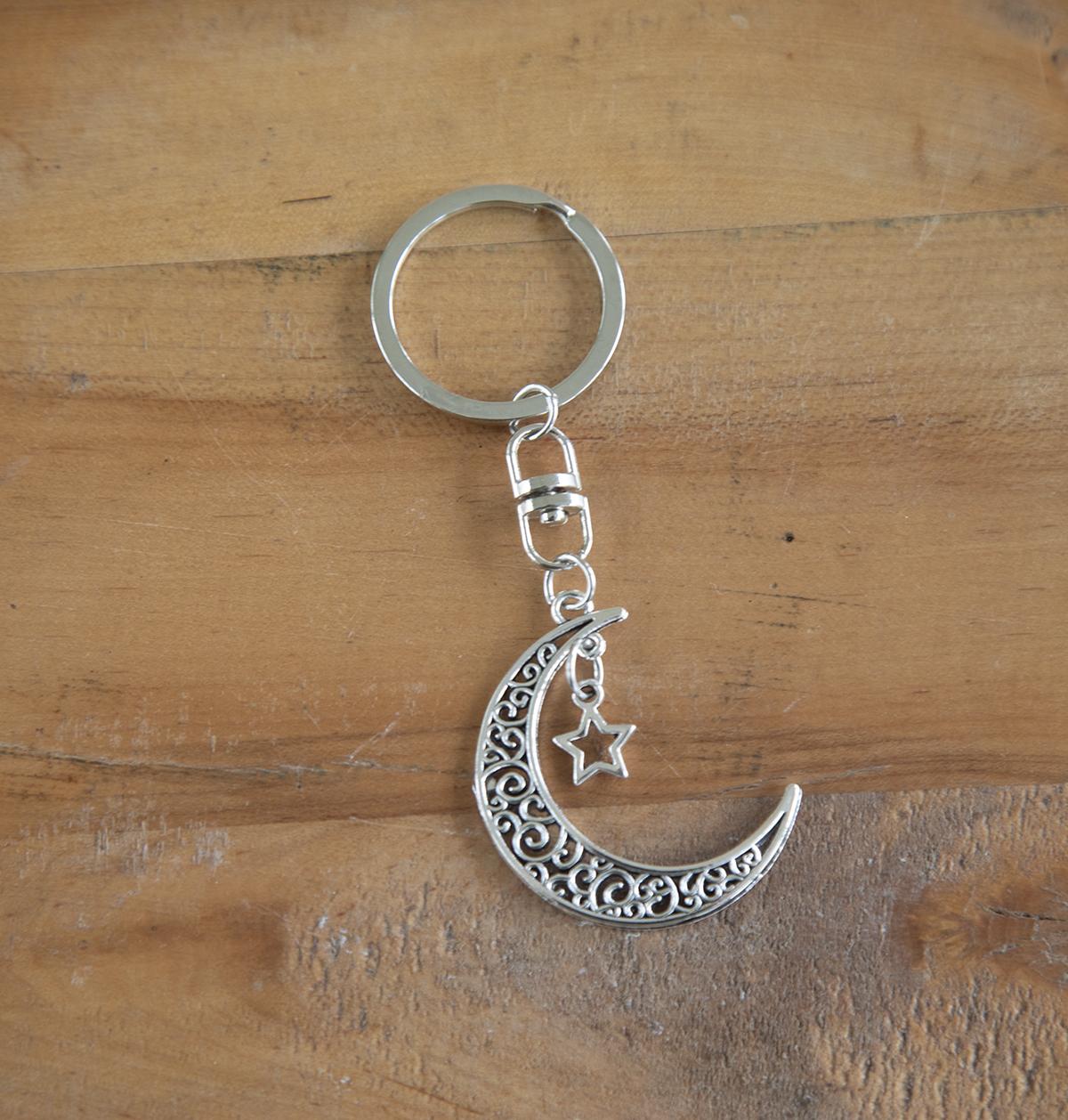 Moon and Star Keychain