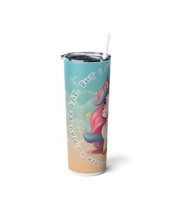 I may be Fat #1, Skinny Steel Tumbler with Straw, 20oz - Image 3