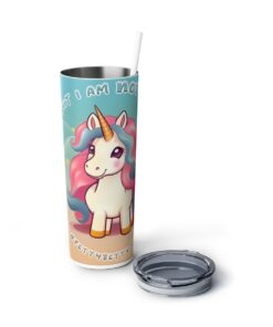 I may be Fat #1, Skinny Steel Tumbler with Straw, 20oz - Image 2