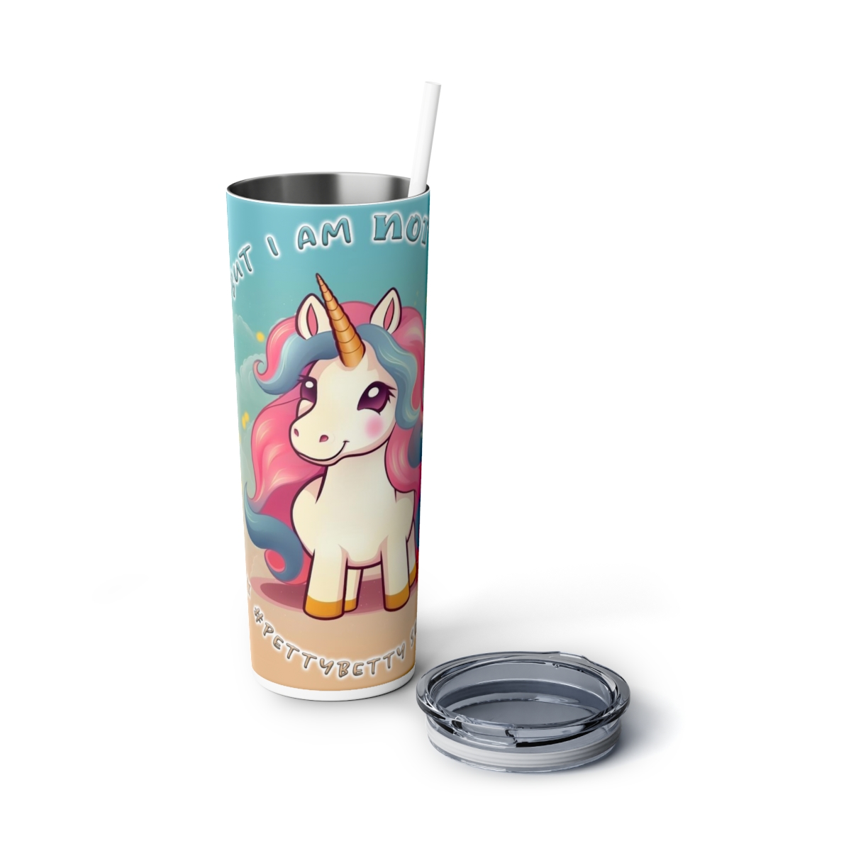 I may be Fat #1, Skinny Steel Tumbler with Straw, 20oz - Image 2