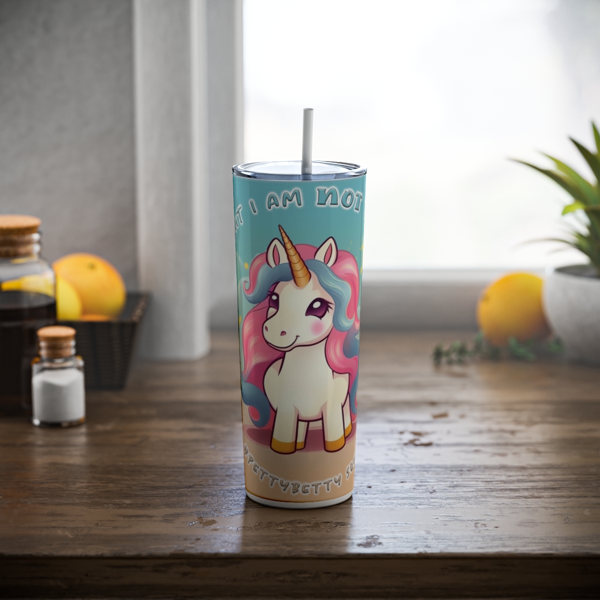 I may be Fat #1, Skinny Steel Tumbler with Straw, 20oz - Image 7