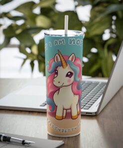 I may be Fat #1, Skinny Steel Tumbler with Straw, 20oz - Image 6