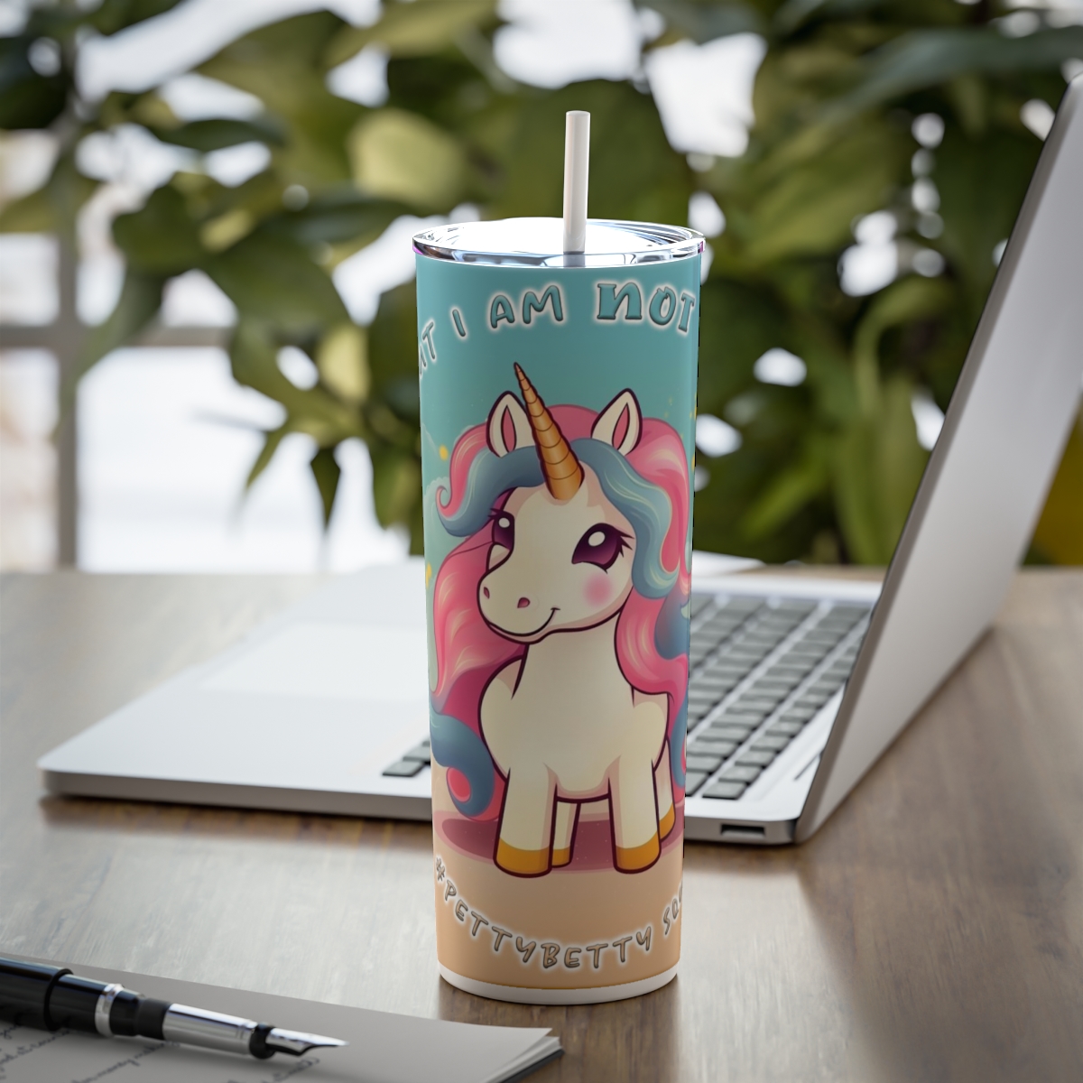 I may be Fat #1, Skinny Steel Tumbler with Straw, 20oz - Image 6