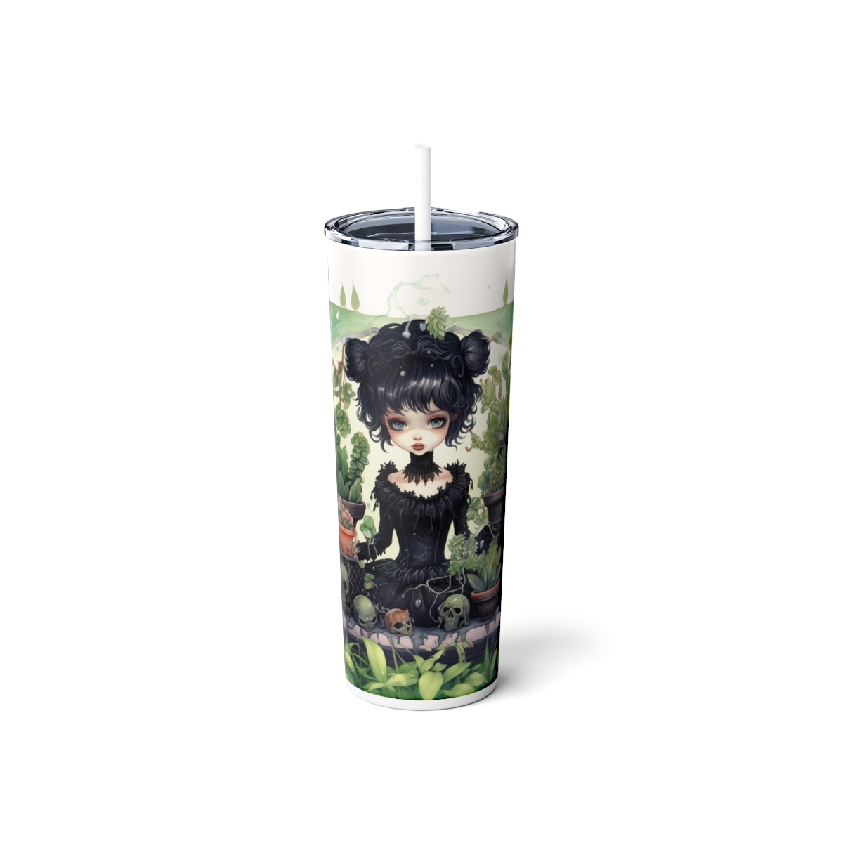 Gothic Gardener Vol 1 – 20oz Stainless Steel Skinny Tumbler with Lid and Straw