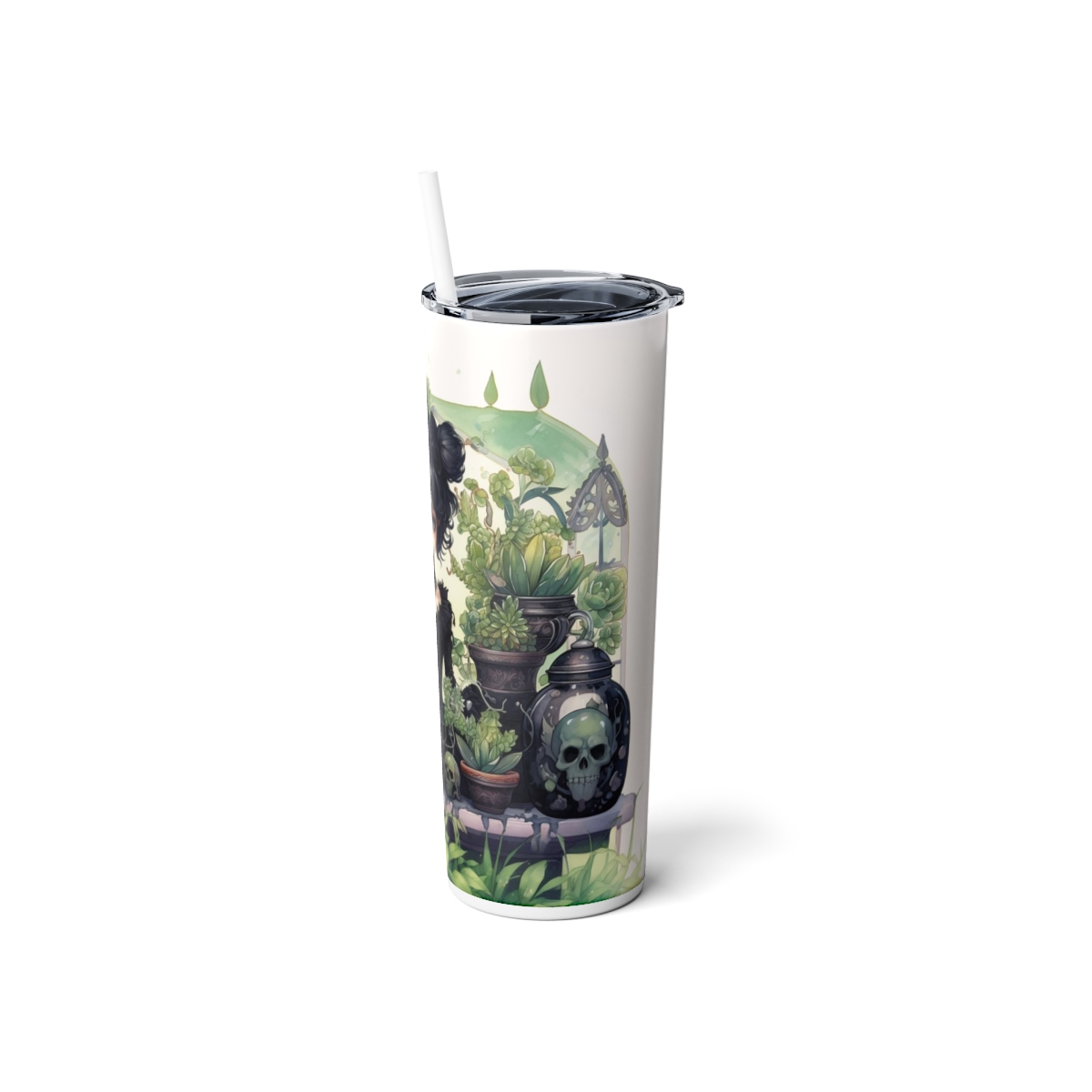 Gothic Gardener Vol 1 – 20oz Stainless Steel Skinny Tumbler with Lid and Straw - Image 3