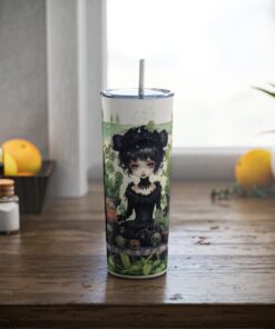 Gothic Gardener Vol 1 – 20oz Stainless Steel Skinny Tumbler with Lid and Straw - Image 5