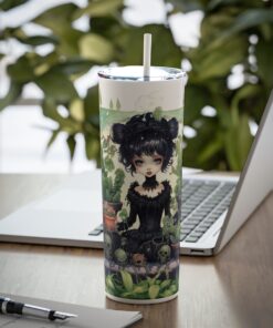 Gothic Gardener Vol 1 – 20oz Stainless Steel Skinny Tumbler with Lid and Straw - Image 6