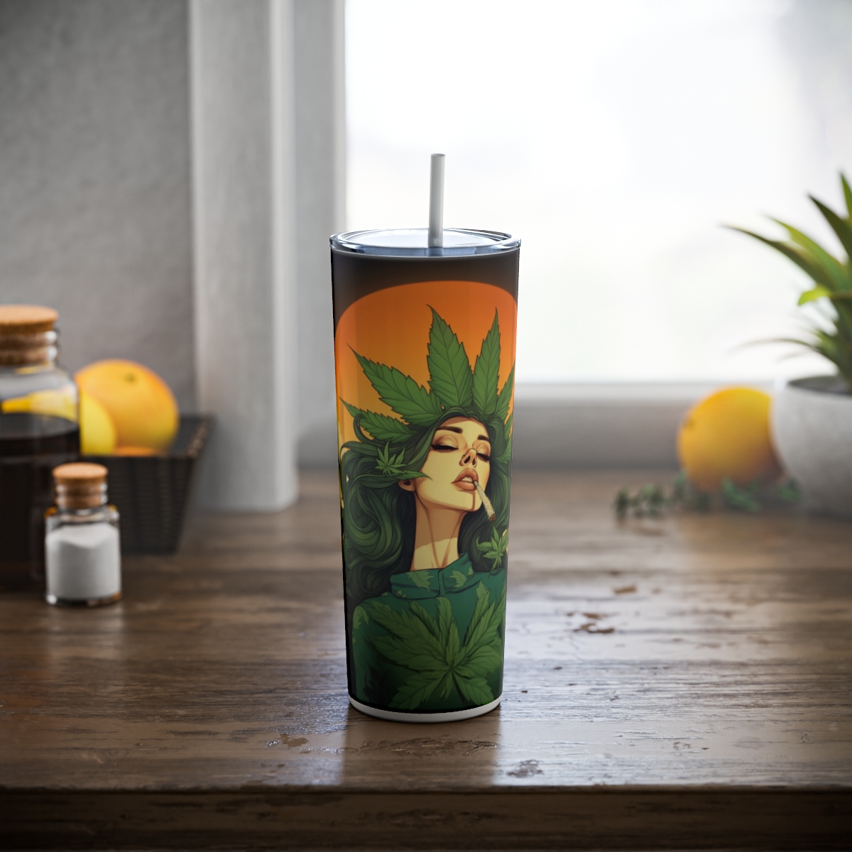 Cannabis Queen v2, 20oz skinny steel Tumbler - Image 5