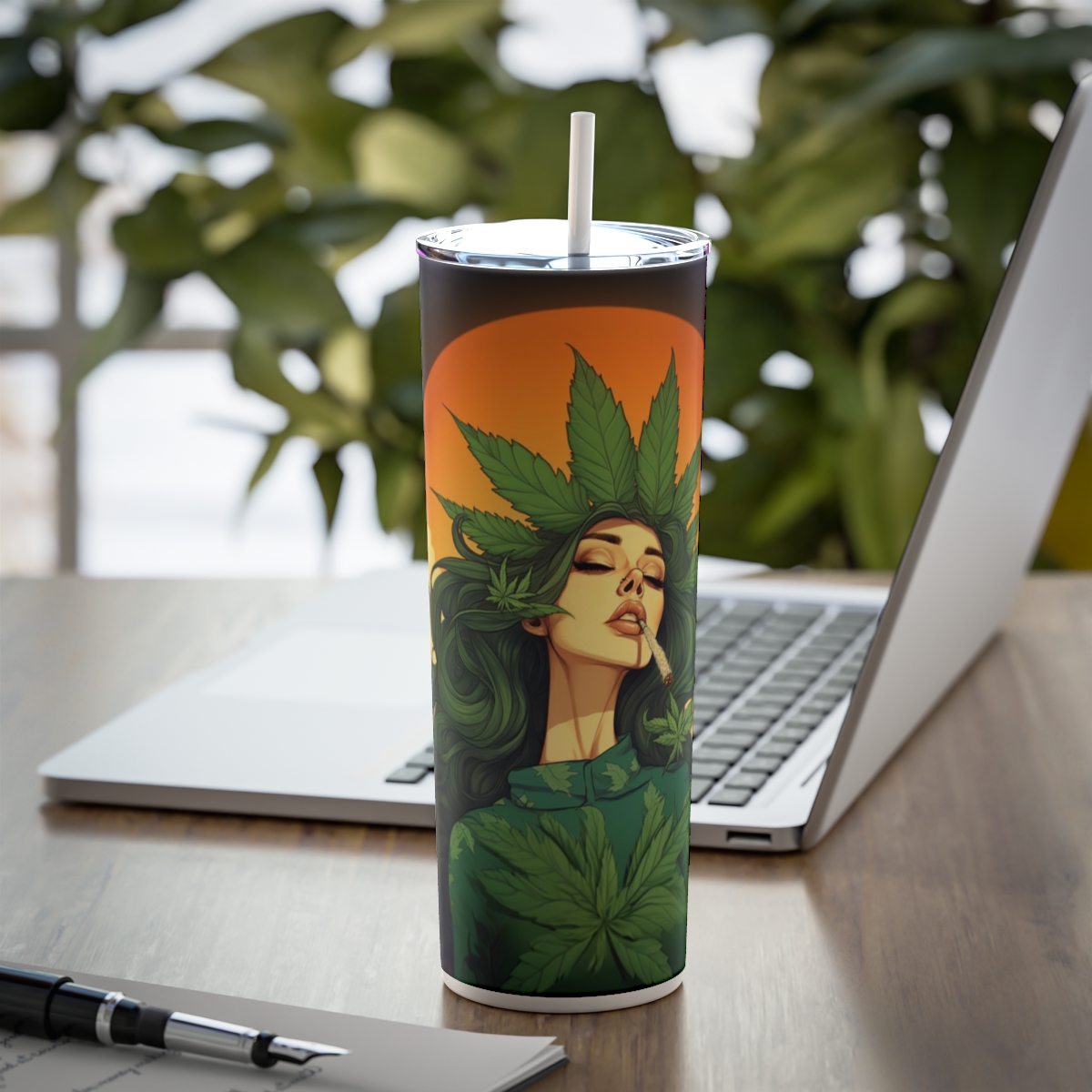 Cannabis Queen v2, 20oz skinny steel Tumbler - Image 6