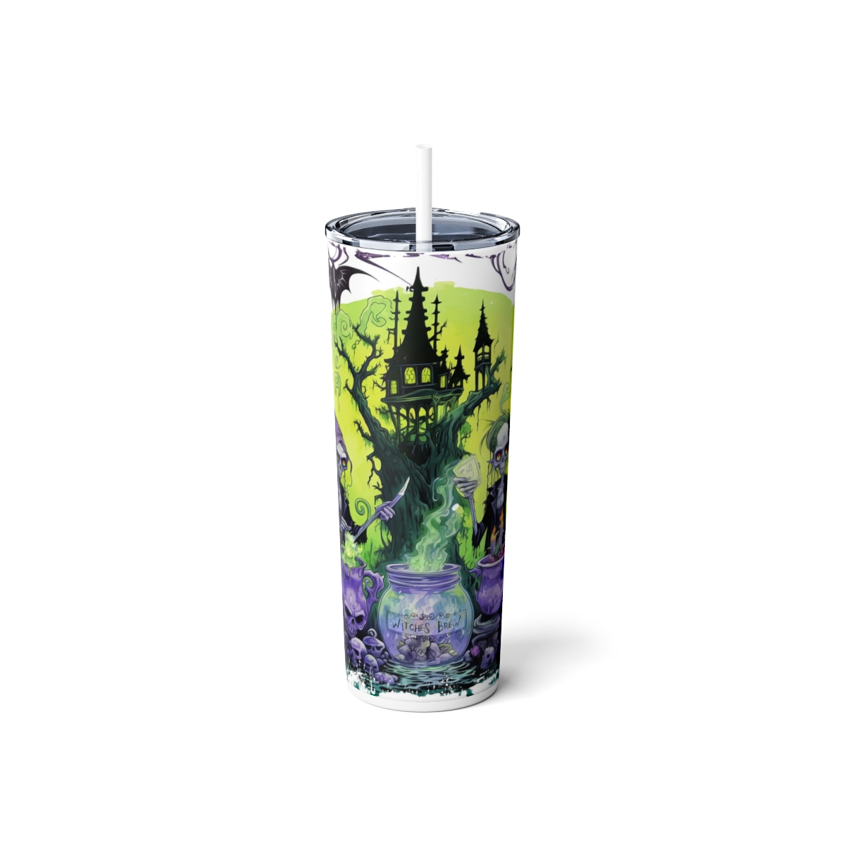 UV+GLOW Witches Brew, Skinny Steel Tumbler with Straw - Image 6