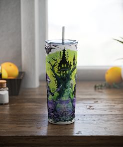 UV+GLOW Witches Brew, Skinny Steel Tumbler with Straw - Image 5
