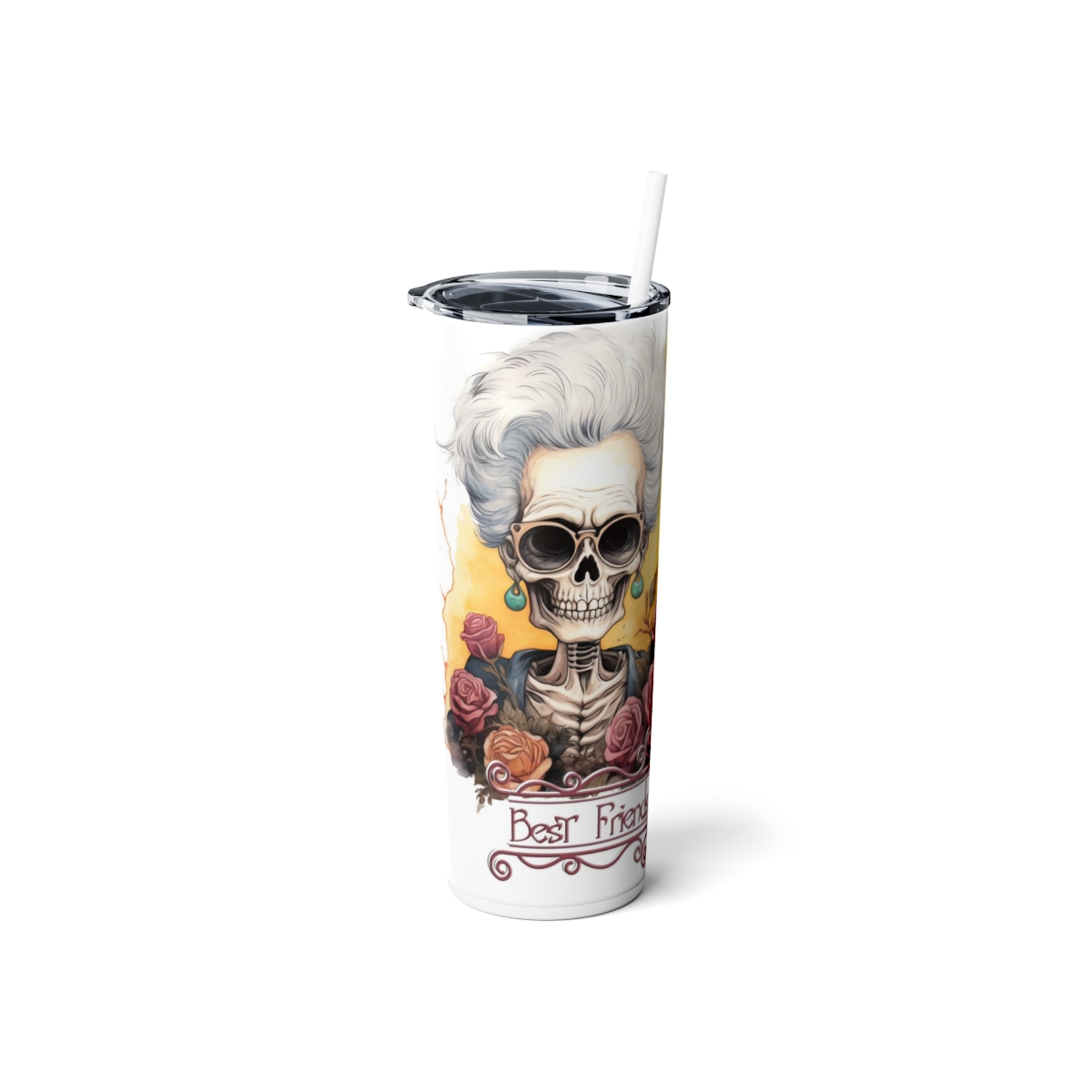UV+GLOW Best Friends, Skinny Steel Tumbler with Straw