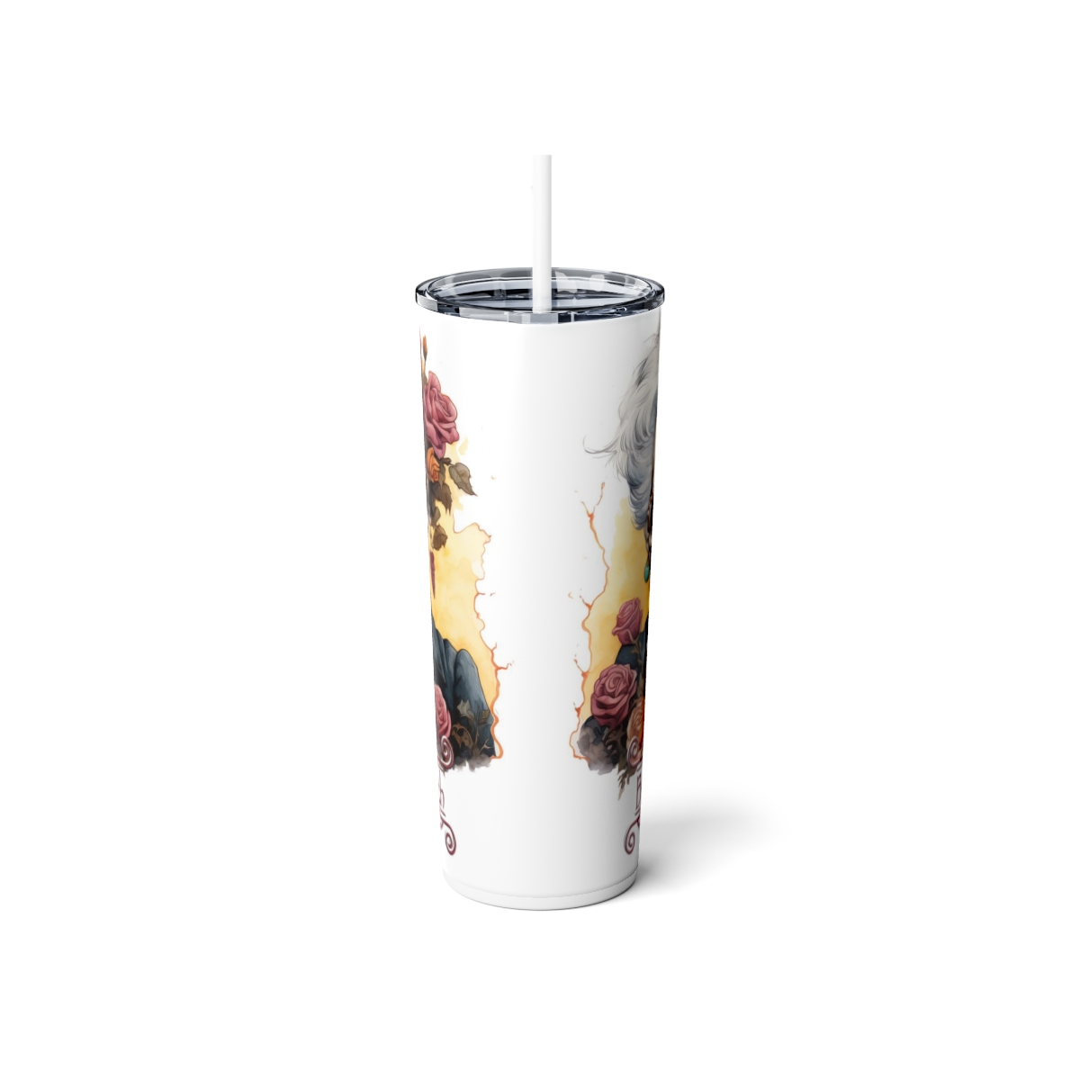 UV+GLOW Best Friends, Skinny Steel Tumbler with Straw - Image 5