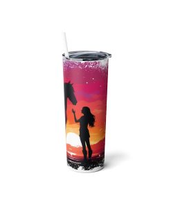 A Girl and her Horse v1, 20oz skinny steel Tumbler