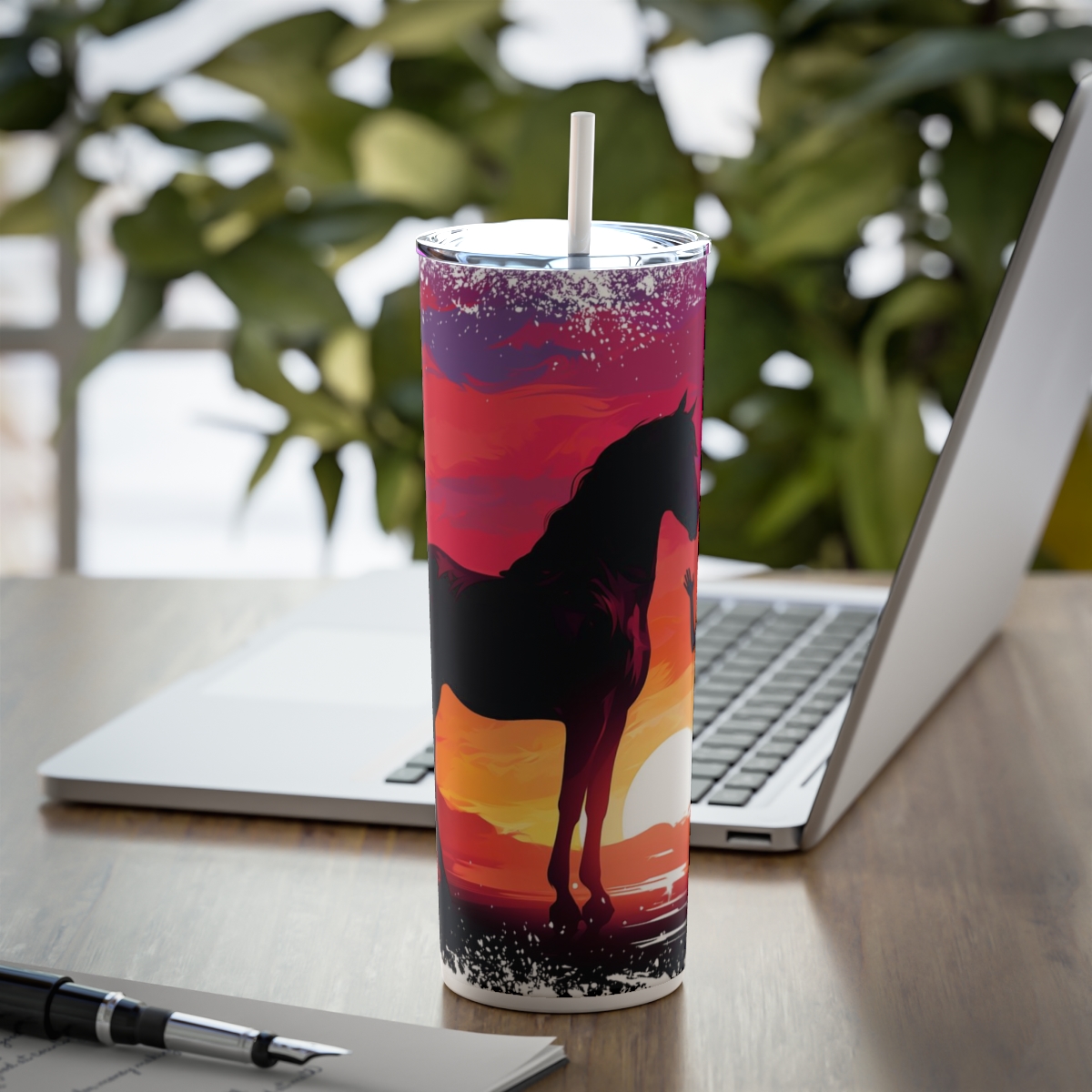 A Girl and her Horse v1, 20oz skinny steel Tumbler - Image 8